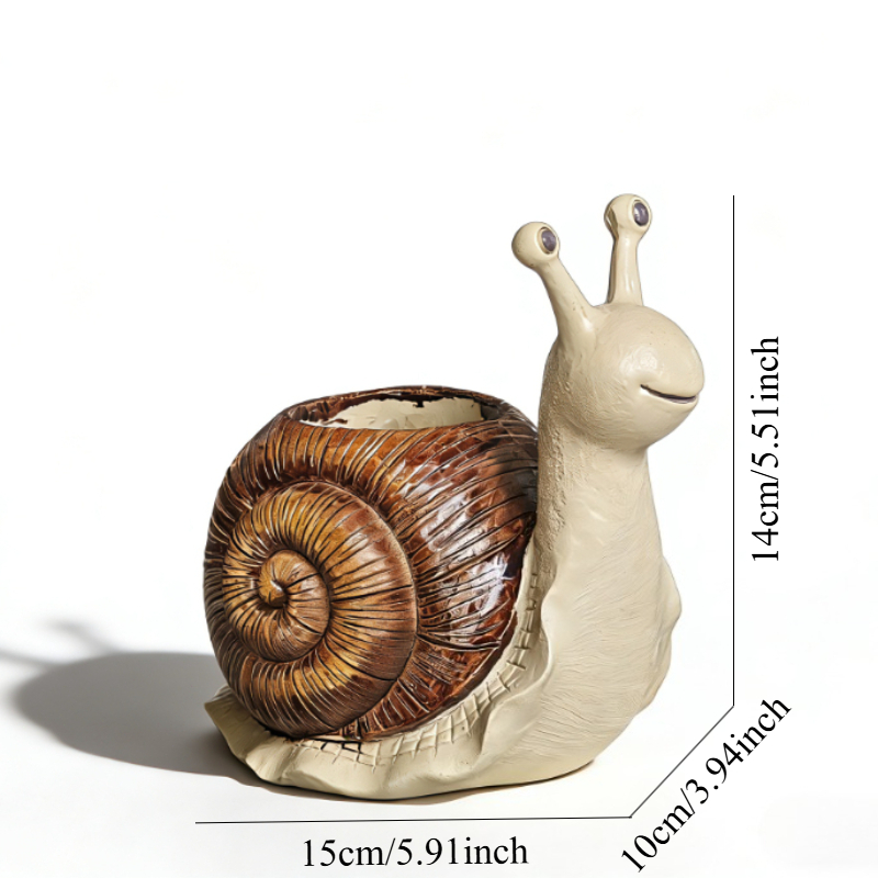 TEMU 1pc Vintage Resin Flower Pot Shaped Like A Snail, A Handcrafted Decorative Planter Suitable For , Herbs, And Indoor Plants, Farmhouse Decoration