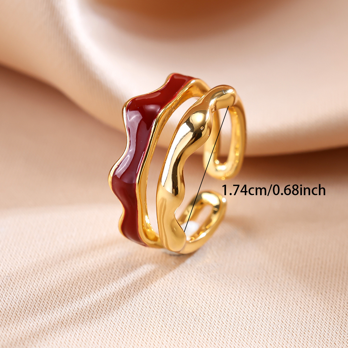 Versatile Double-Layer Open Ring with Wavy Texture Design
