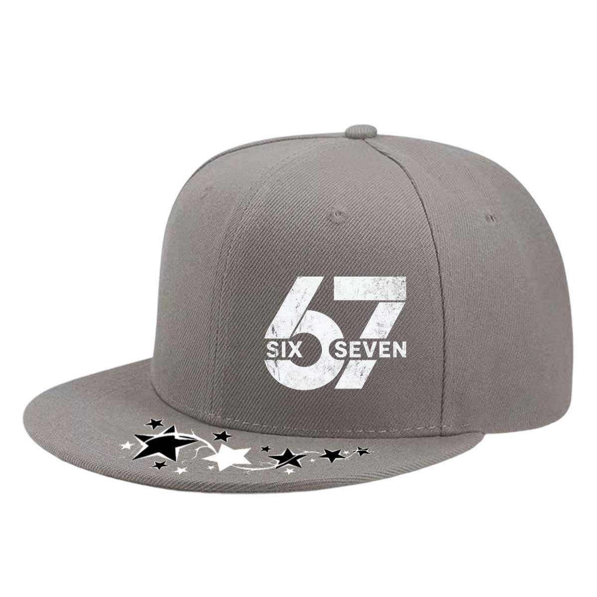 TEMU Men's -brim Baseball Cap - Adjustable Design, Deep Brim For Face Framing, Breathable Hip-hop Street Style Hat With Fun "67" Pattern Print, 6