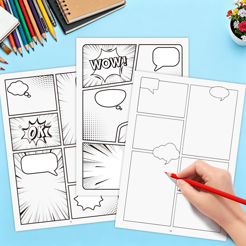Blank Comic Book: 32-Page Comic Sketchbook for Story Creation