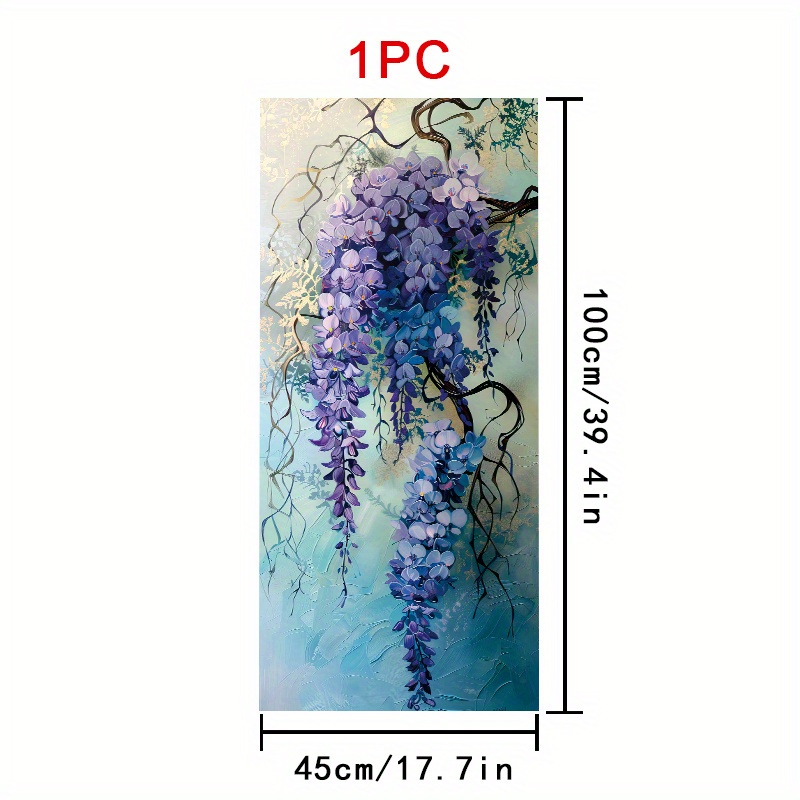 TEMU 1 Roll Of Wisteria Flower Window Film, 45×100cm, Frosted Pvc Material, Static Cling Decorative Sticker For Home/office/living