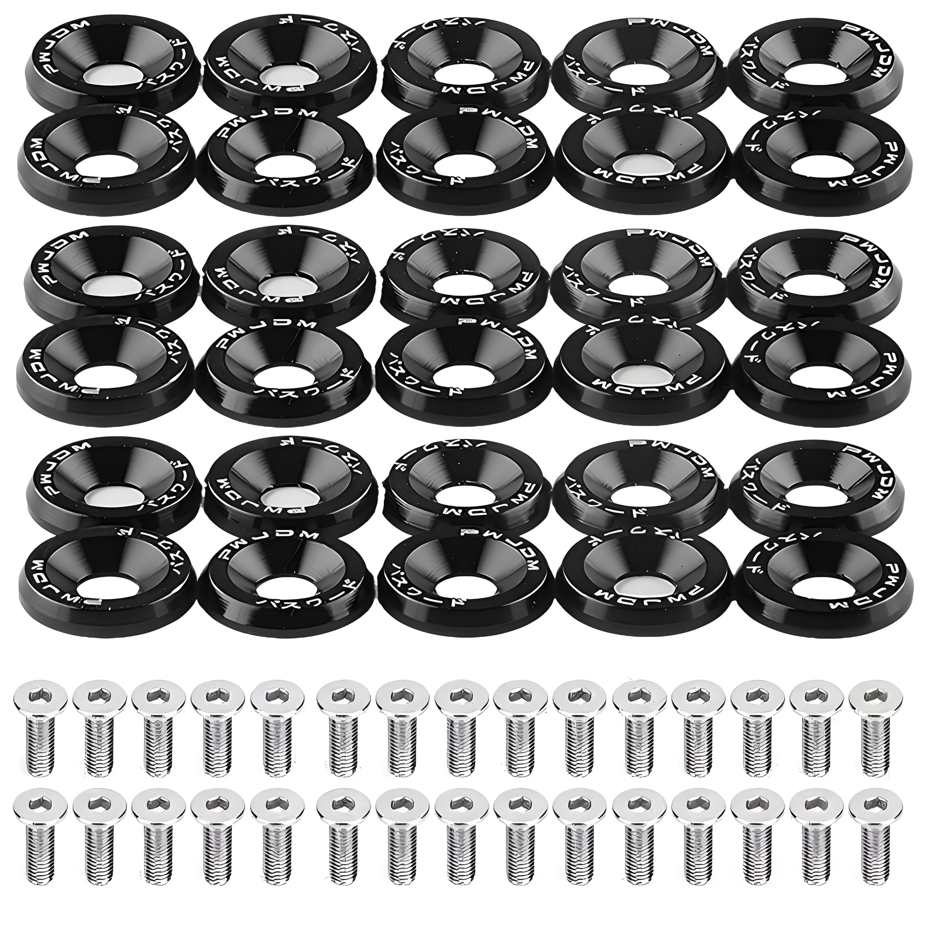 Image of 30sets Set M6 Car Modification Diy Hexagonal Fasteners Fender, Anodized Washers, Bumper Engine Screws Fender, Washer License Plate Car Styling, Jdm Car Modification, Red/black , 6mm