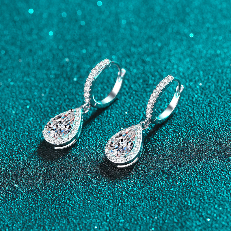 TEMU Une paire de boucles d'oreilles en Moissanite 2 carats argent pur 925 ; , boîte cadeau incluse ; bijoux classiques et tendance à la brillanteur