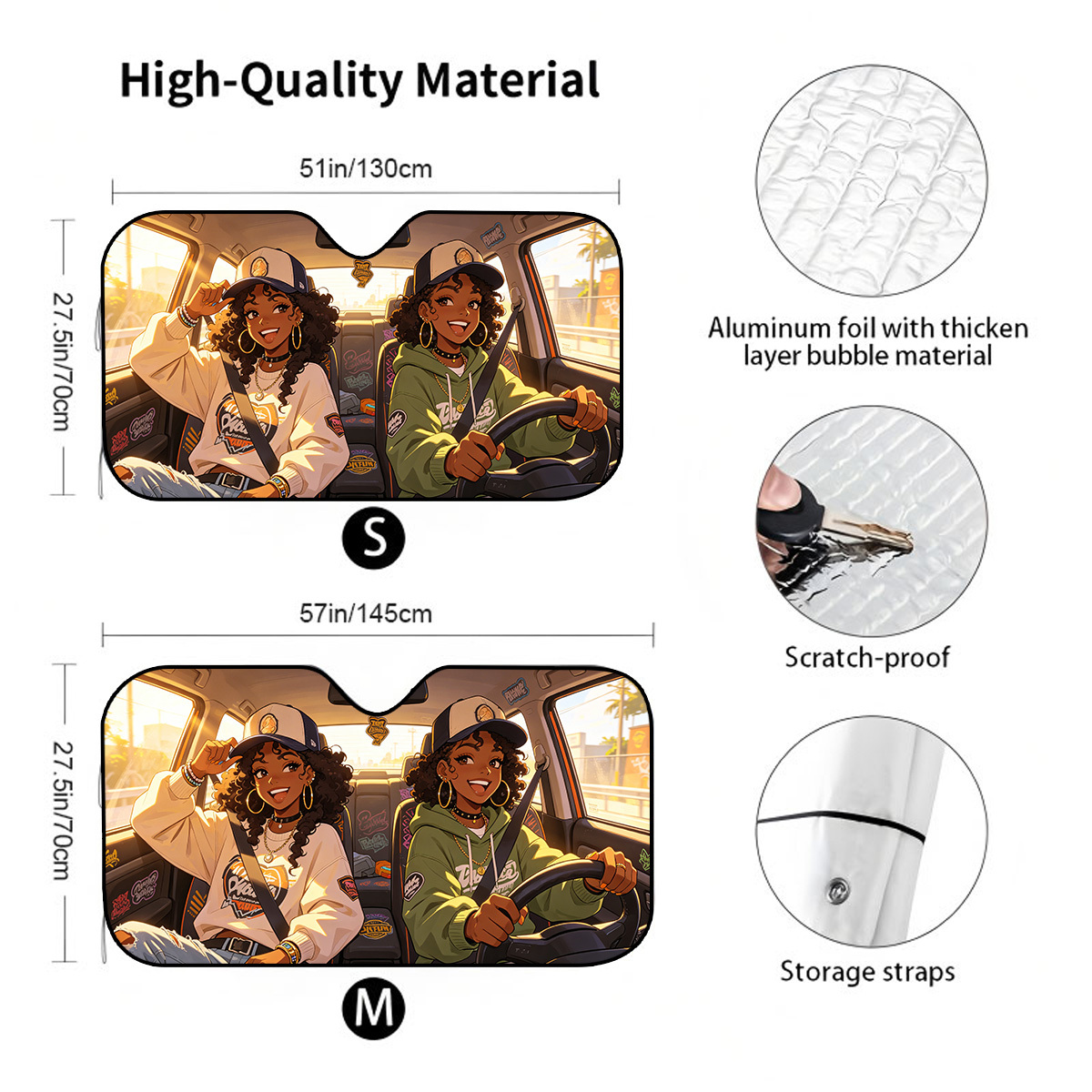 TEMU 1pc Cool Design Car Sun Visor, Windshield Sun Shade, Foldable Sun Protection Cover For Summer, Universal Fit For Car Models, Suitable For Road