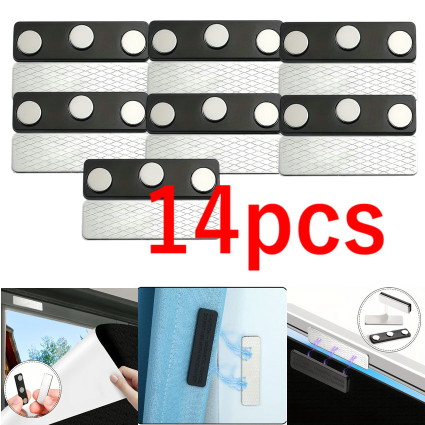E-shop Moderne Magnetische Vorhangbefestigung - Robuste Magnetische Vorhanghalter für Jalousien - Schwarz-Weiße Magnetische Kunststoffhalter mit