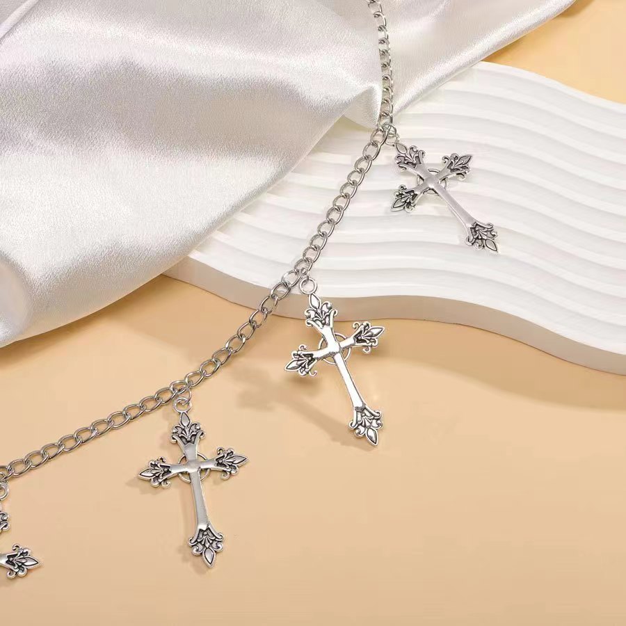 2pcs gothic abi cross waist chain necklace dark retro y2k - Temu display picture 3