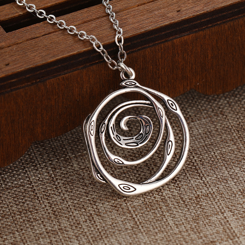 Bohemian Vortex Pendant Necklace Hand Carved Gypsy Poet Same Festival Stacked Artifact