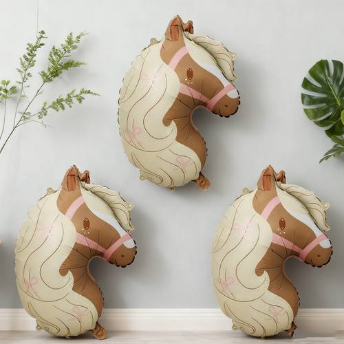 1 2 3pcs bowknot horse head shaped foil balloons birthday party atmosphere decoration event party background wall arrangement indoor and outdoor atmosphere decoration