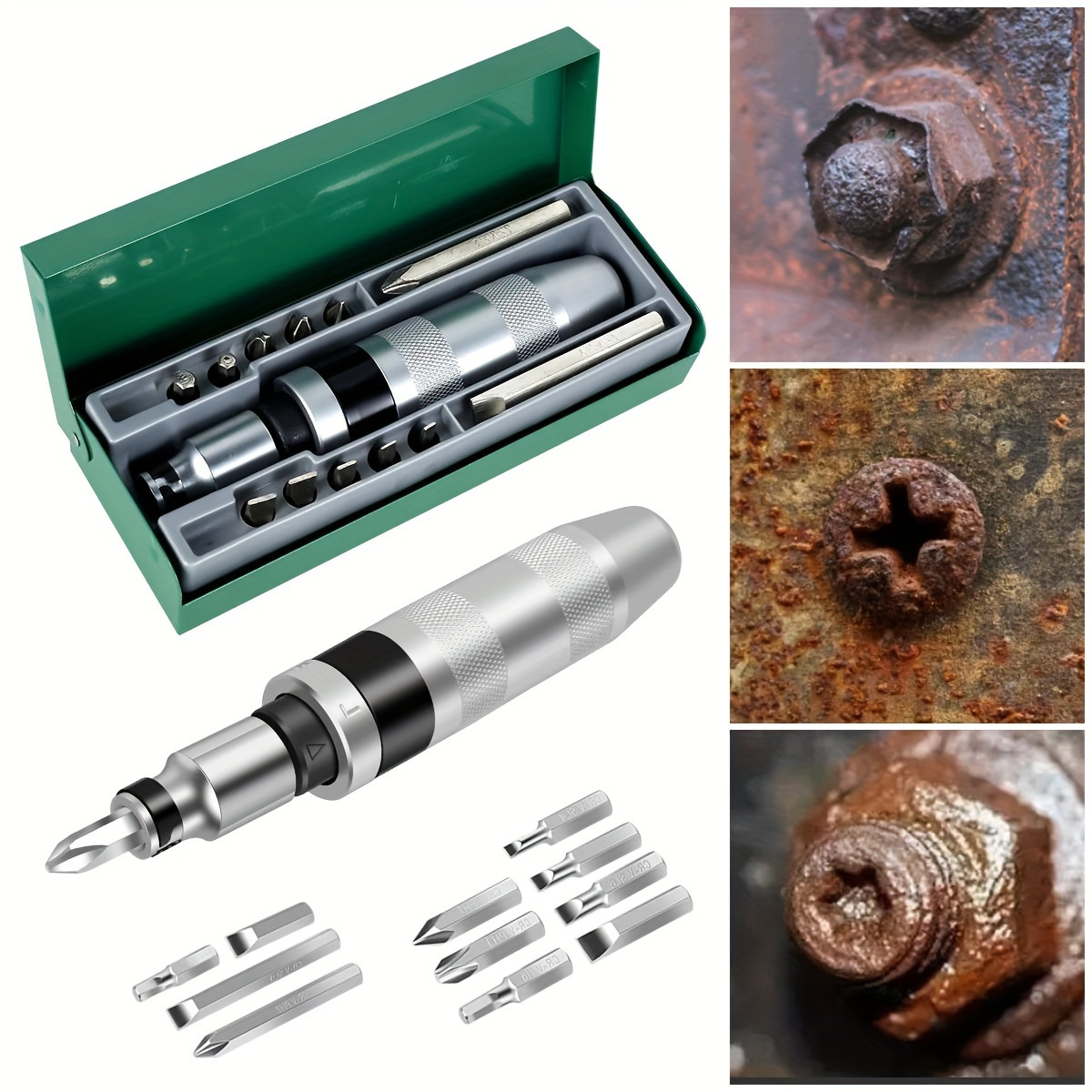 

13pcs Screwdriver Set - Multifunctional And , Clad Steel, /hex/ , For Metal & Plastic Surfaces, Army