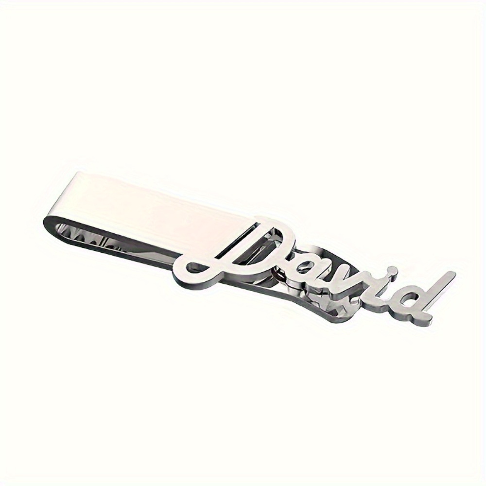 TEMU 1 Pince de cravate personnalisée avec nom - Cadeau personnalisé de mariage, de fête des Pères pour homme - Accessoire de cravate en acier