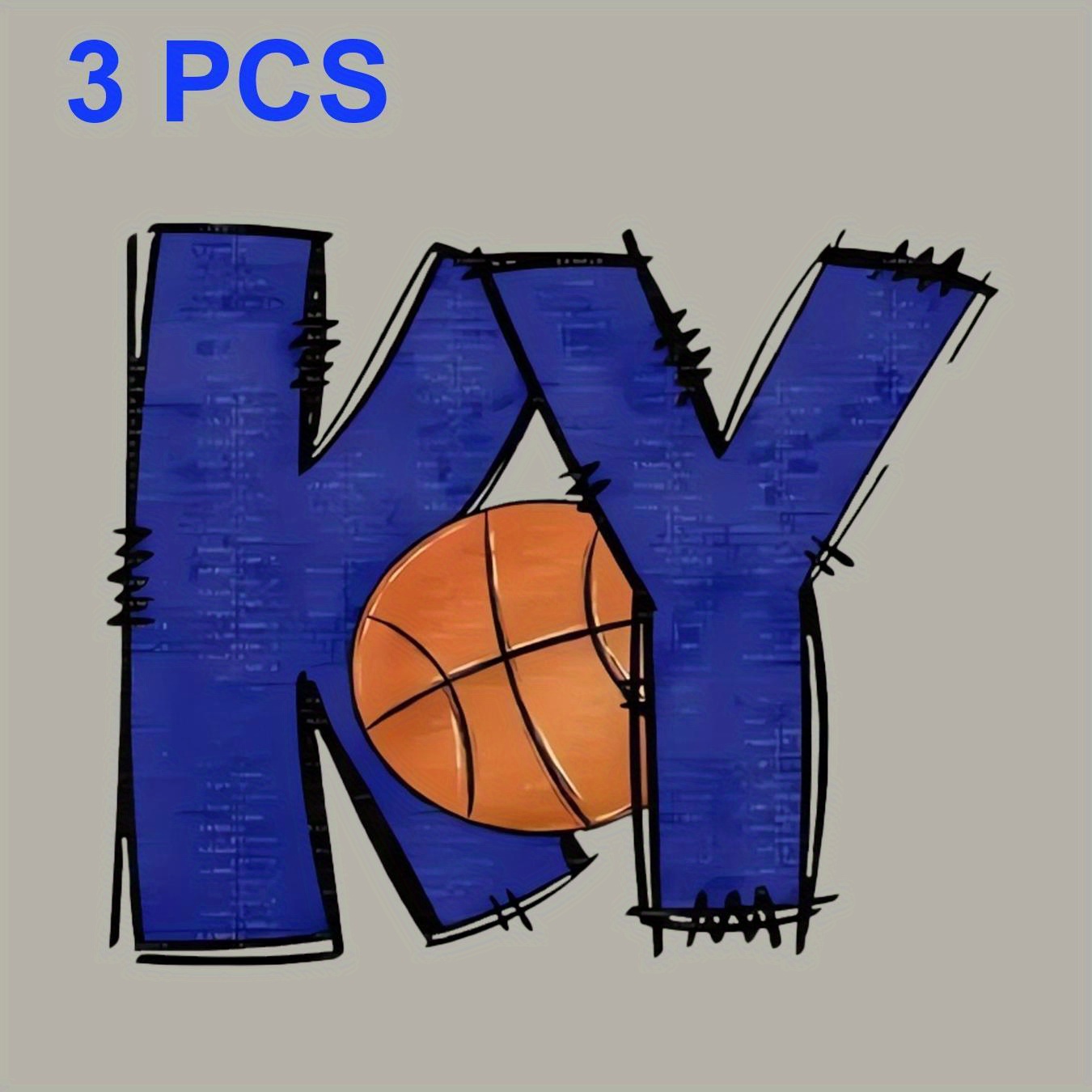 

3-pack Ky Basketball Iron-on Transfers, Mixed Color Plastic Decals, Diy Heat Transfer Patches For T-shirts, Jeans, Hoodies, Canvas Bags, Backpacks, Apparel Customization