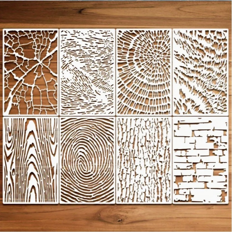 E-shop 8-teiliges Set für unregelmäßige geometrische Textur-Malvorlagen – Waschbar wiederverwendbar, ideal für DIY-Bastelprojekte auf Holz, Stoff,