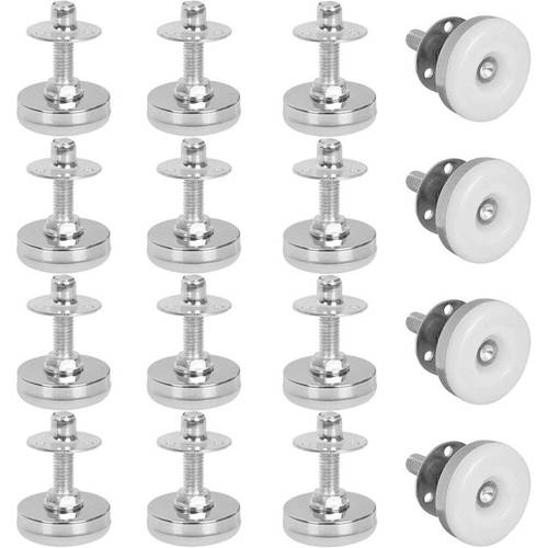 16 pack heavy duty adjustable leveling feet with m8 5 16 threaded shank t nuts nylon base adjustable height table leg levelers for floors cabinets chairs furniture for most floors