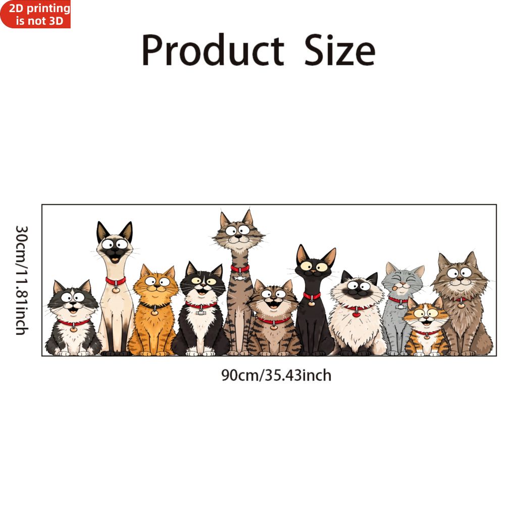 TEMU 1pc, Cartoon Style, Colorful Cats Pattern, Rectangular Shape, Static Cling Window Sticker, Funny Cats Sitting On Windowsill Design, For Room,