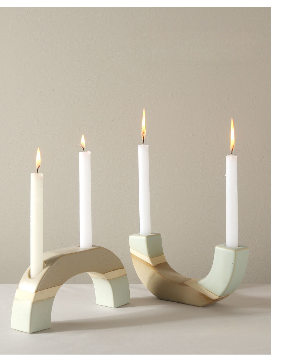 2pcs Modern Minimalist Creative Ceramic Candle Holders, Wedding Celebration Decorative Props