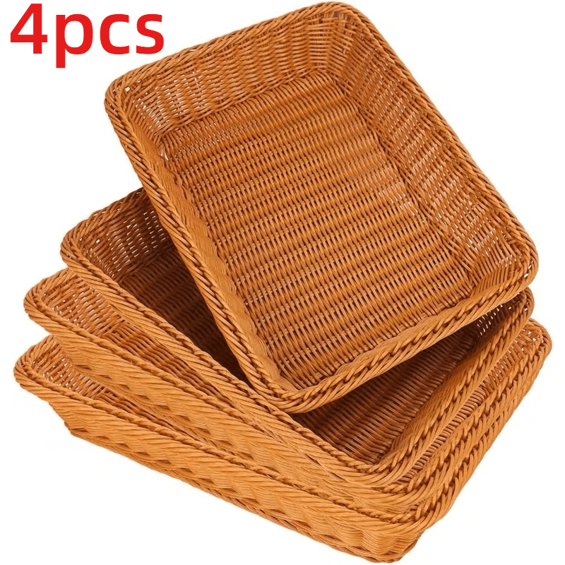 TEMU 4pcs Set/ Home Kitchen Small Goods Storage Blue, Supermarket Hotel Display Basket, Pure Storage Basket, Supermarket, Bakery Storage, Christmas,