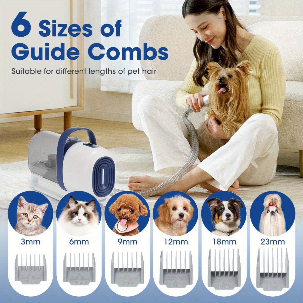 Pet Grooming Kit 7in 1 Kit Cat Dog Pet Hair Vacuum Blue - Image 8