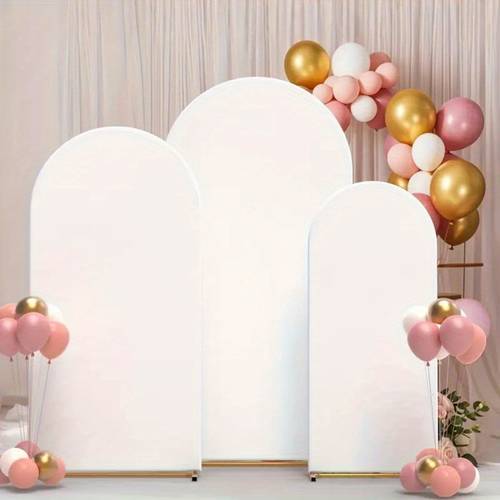 set of 3 white arch backdrop fabric measuring 6ft 6 6ft 7 2ft circular arch top cover kit double sided stretch material suitable for birthday parties weddings bridal showers anniversary backdrop decoration excluding arch frame