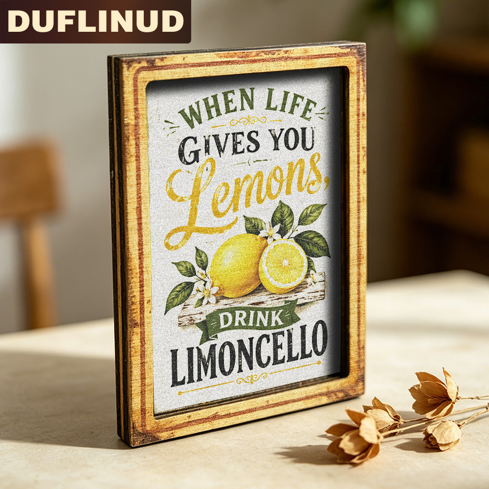 TEMU Refrigerator Magnet, Mini Decorative Sign With Vintage Lemon And Inspirational Quote, Wooden Fridge Magnet, Refrigerator Door Decoration, Small
