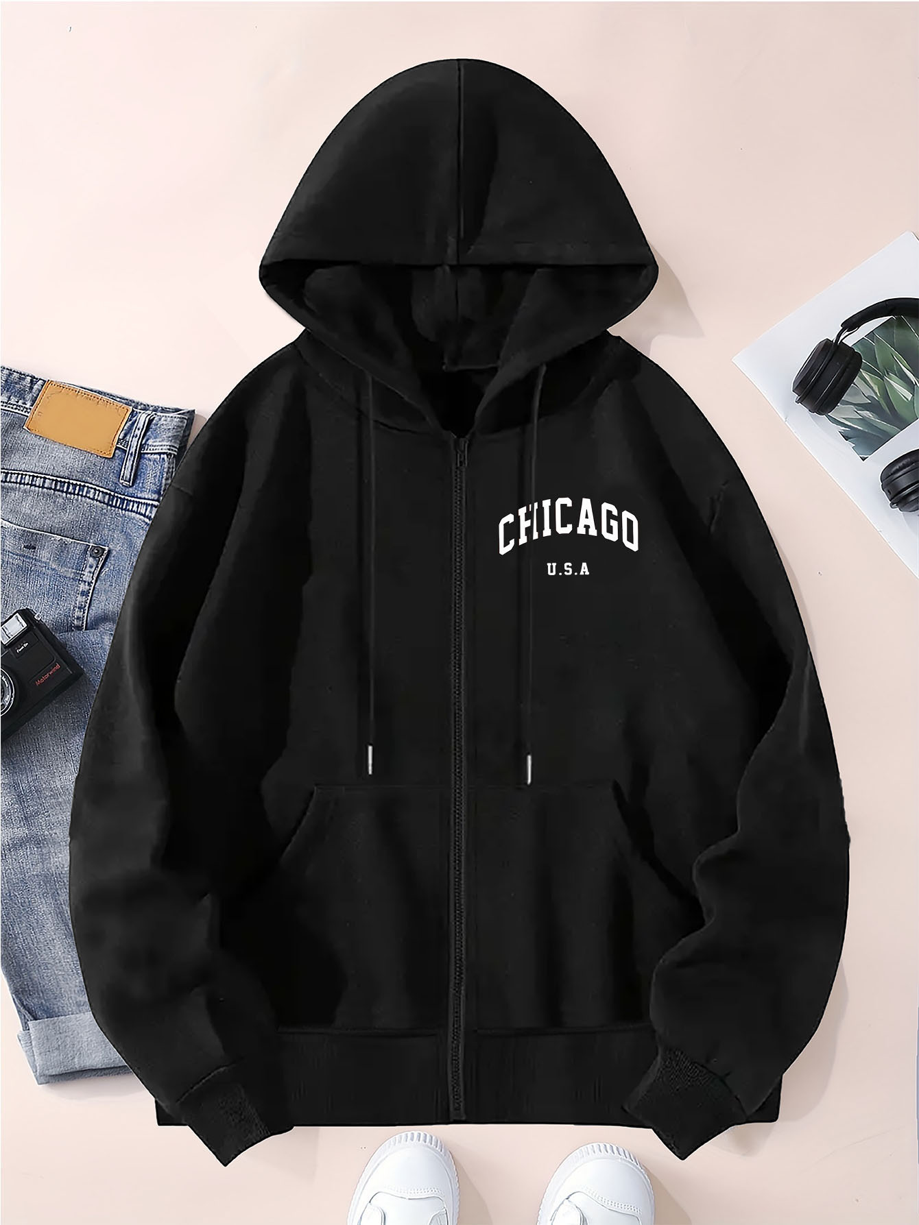★韓国人気★LOOKPLE★LOOK GRAPHY CHICAGO SWEATSHIRT CHICAGO NEWYORK Printed Loose Sweatshirt – Outfit Lander