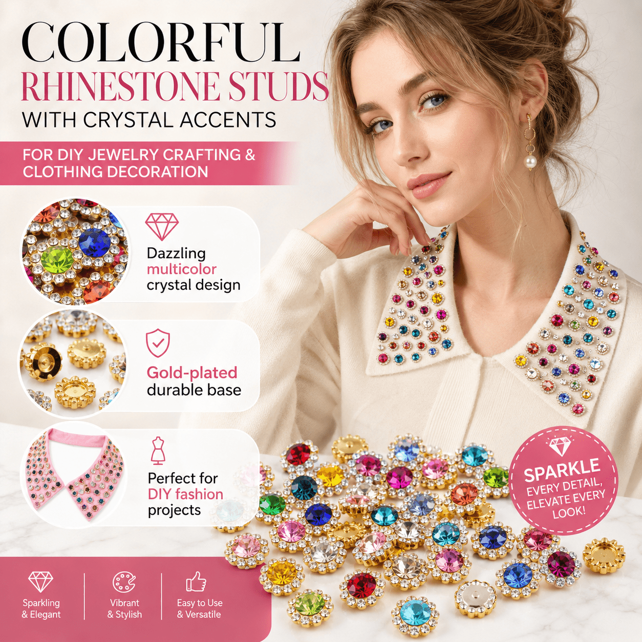 Colorful Rhinestone Studs for DIY Jewelry Crafting