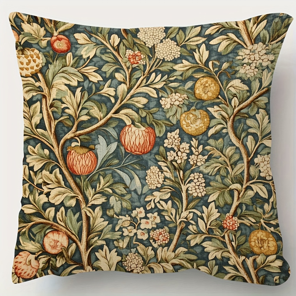 TEMU 1 pièce Taie d'oreiller florale William pour canapé-lit, housse de coussin - Housse de coussin douce en peluche courte avec fermeture éclair et
