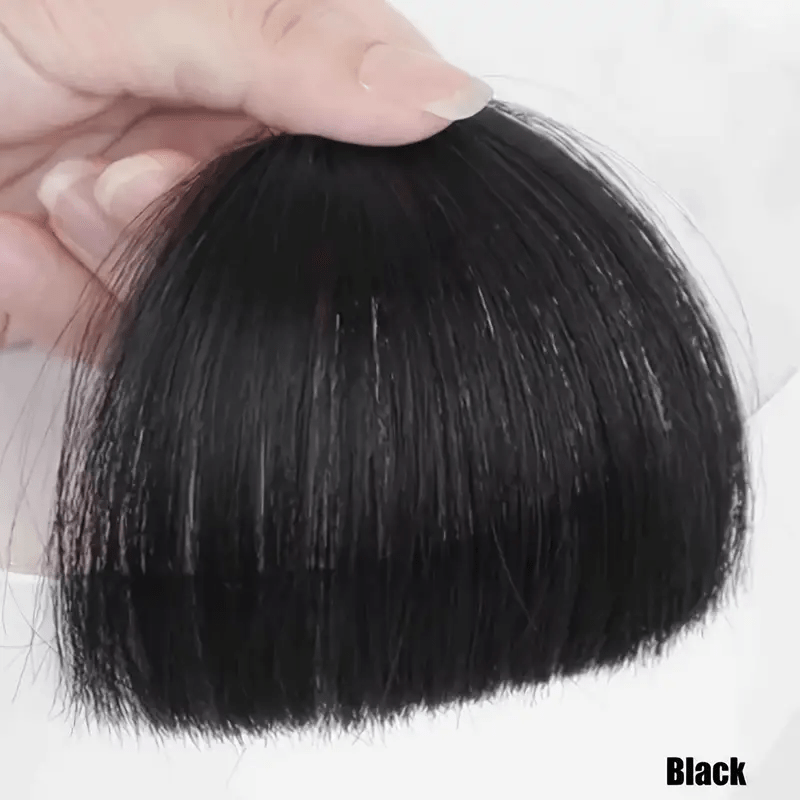 TEMU Elegant Clip-in Blunt Front Bangs Fringe Extension- Human Hair, Secure Clips For Quick Hairstyle Change, Easy To Apply, Perfect For Daily Use &