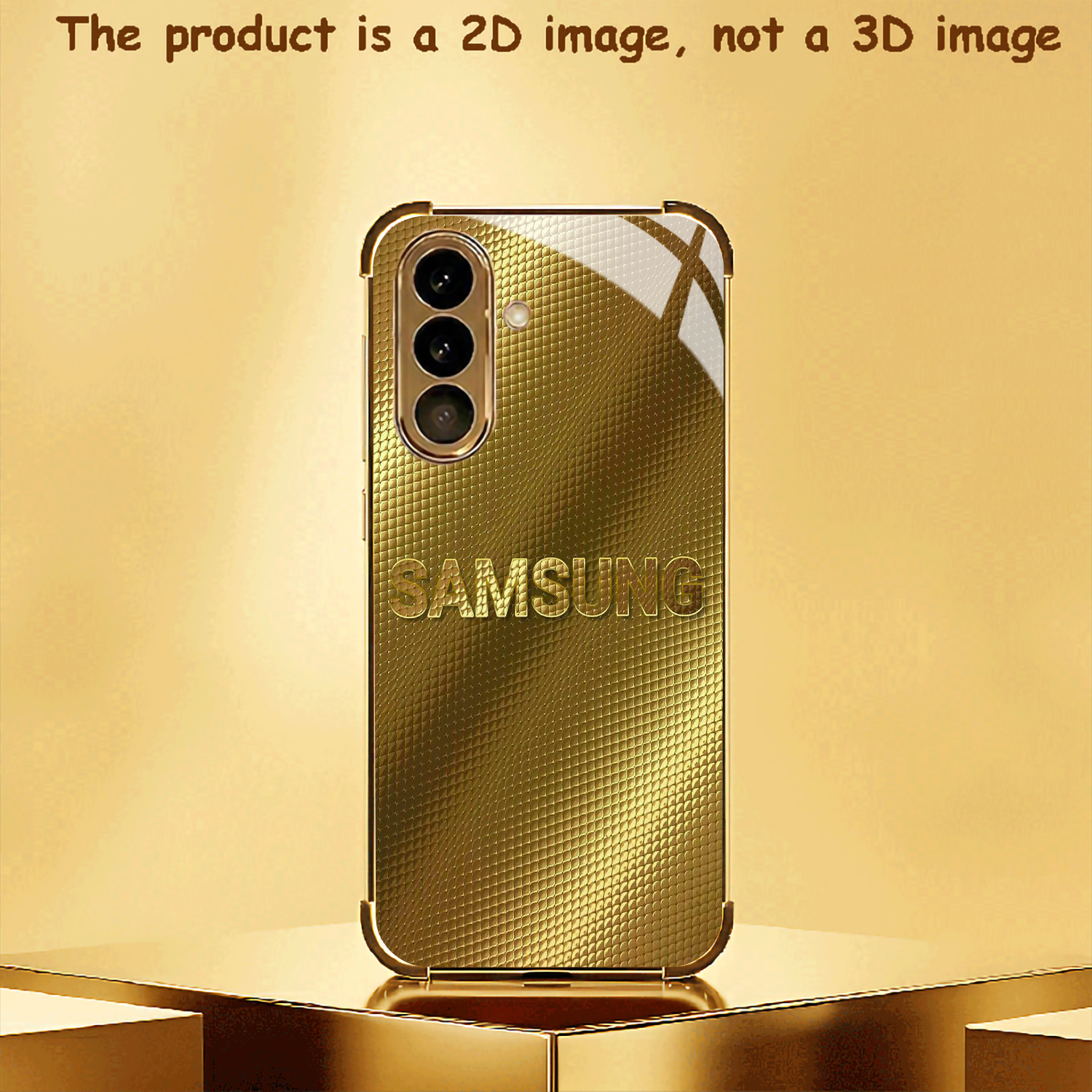 TEMU Phone Case - Gold-plated Diamond Pattern Three-star Brand Design, Electroplated Four-corner Anti-drop Glass Phone Case Suitable For Galaxy