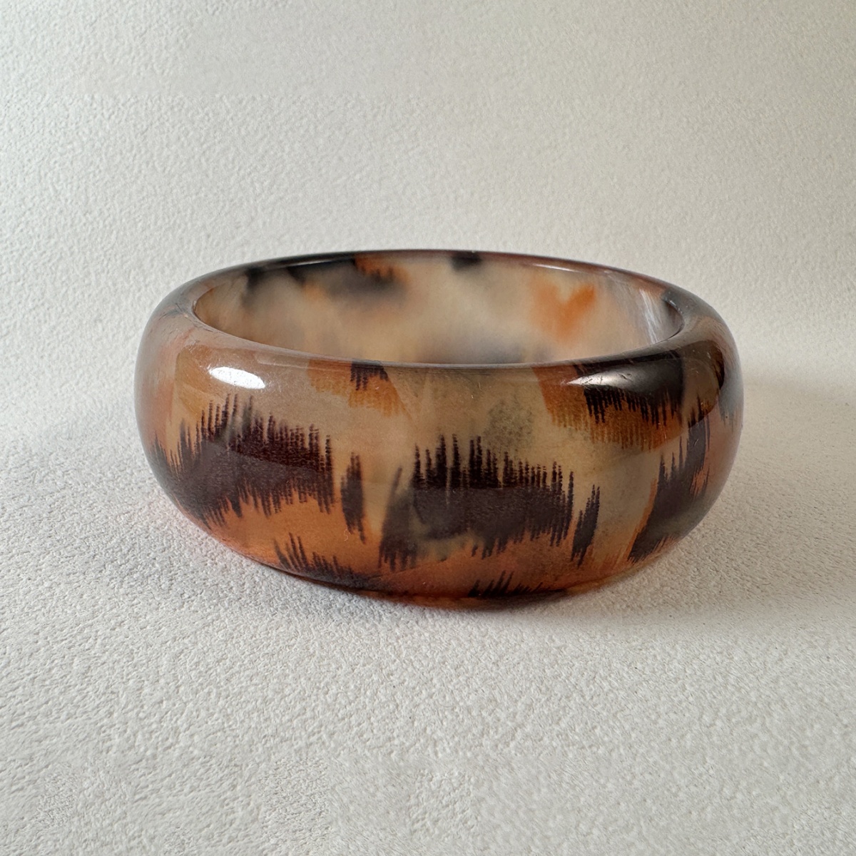 Retro Geometric Leopard Resin Bracelet, Unique Gift