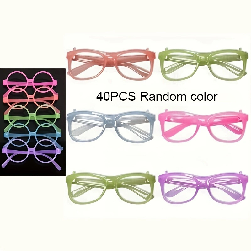 TEMU 40 stuks -Dark Partybrillen willekeurige kleuren - Neon Groen, , Oranje, Geel, Rood - Geen lenzen nodig, lichtgewicht duurzame plastic monturen,