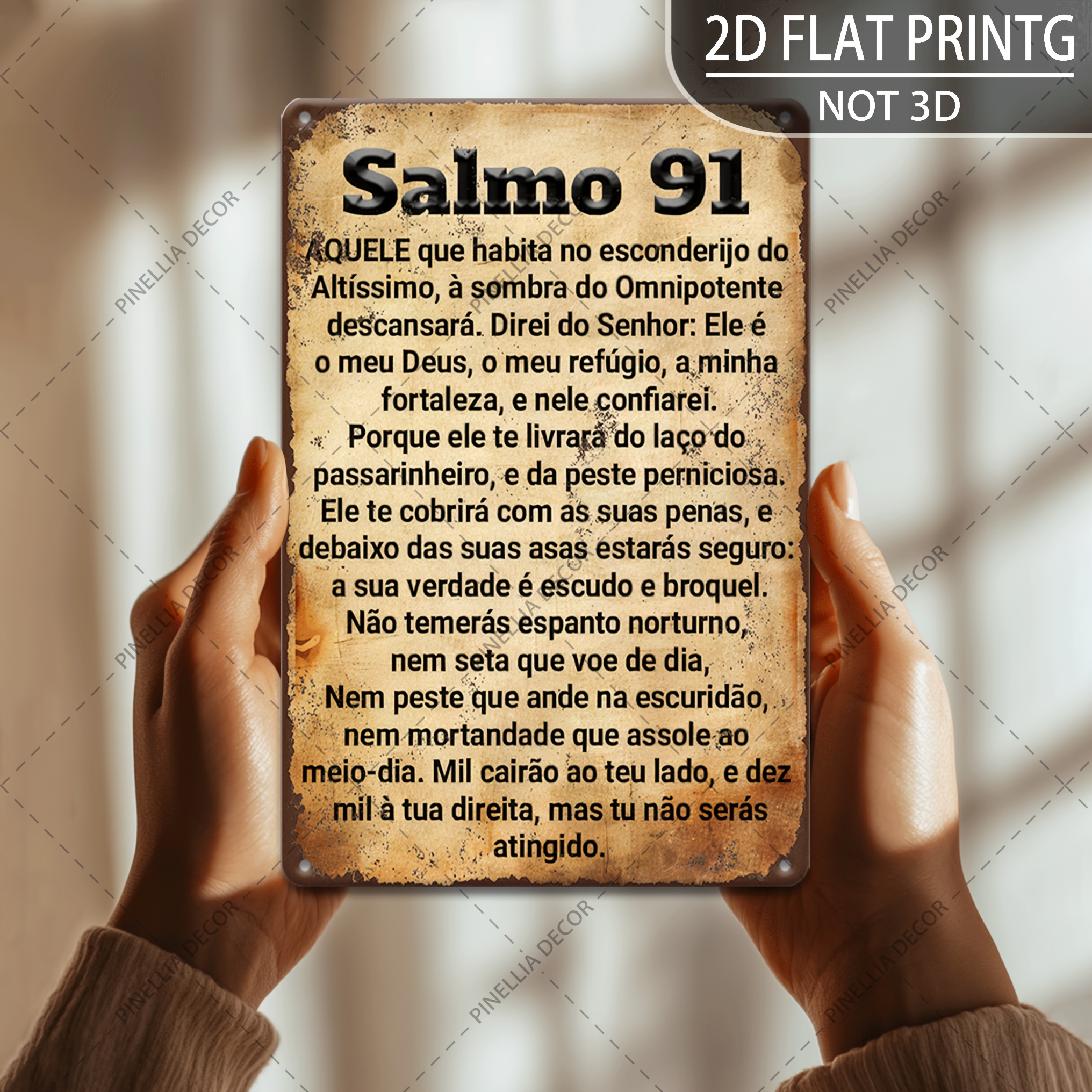TEMU Plat 2D, Plat 2D - Grande Prière Portugaise Plate 2D en Fer - 48,01 cm Décoration Religieuse avec le 91, en Fer Vintage, avec un Système de