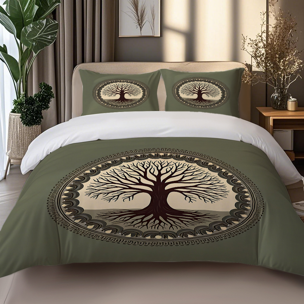 TEMU 2/3pcs Bedding, Tree Of Pattern, Natural Minimalist Theme, Includes 1 Duvet Cover And 1/2 Pillowcases (pillow Inserts Not Included), Khaki