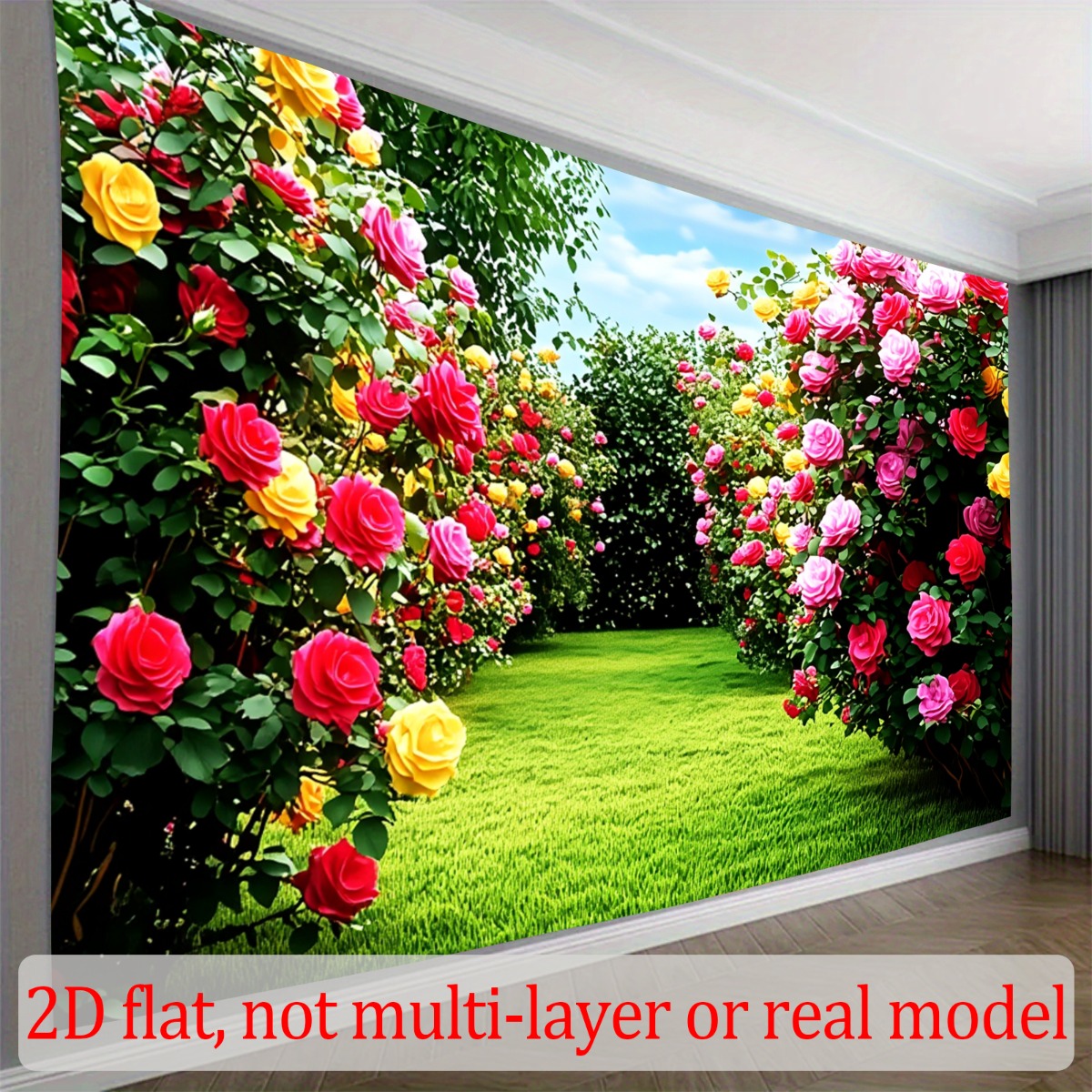 TEMU 2d Flat, 2d Flat Banner, 1pc Backdrop With Colorful Theme Green Grass And Background For Birthday Party Decorations Indoor Outdoor Decorations