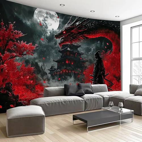 1pc mysterious tapestry japanese anime print polyester wall hanging vibrant cherry horizontal home decor for living room bedroom office party background cloth unique gift decor office artwork fantasy artwork print detailed
