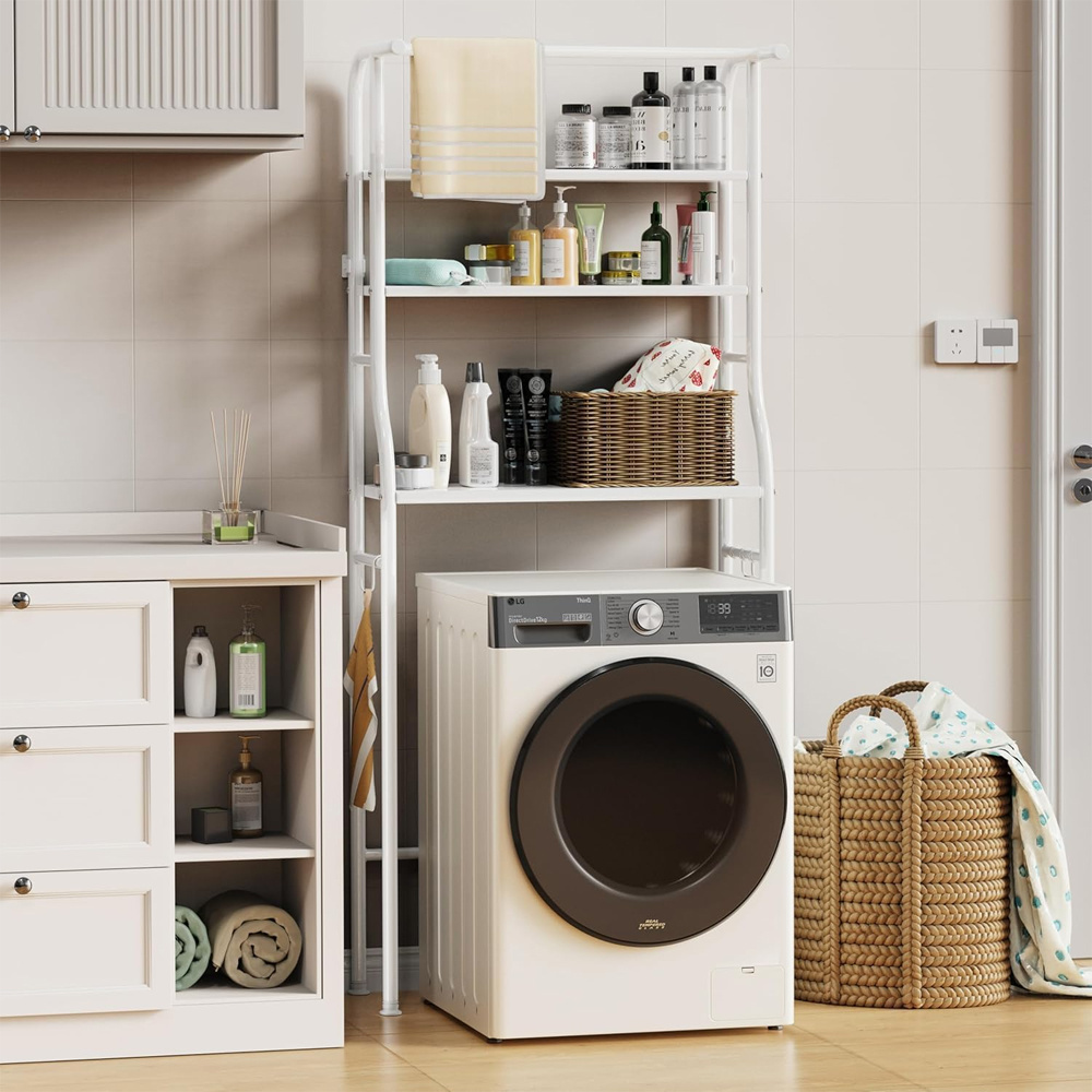 Image of Modern Washing Machine Shelf, Toilet Shelf, Bathroom Shelf With 3 Tiers, Space Shelf Over The Toilet, Multifunctional Storage Rack, Heavy Duty, Hanging Shelf, Utility Racks