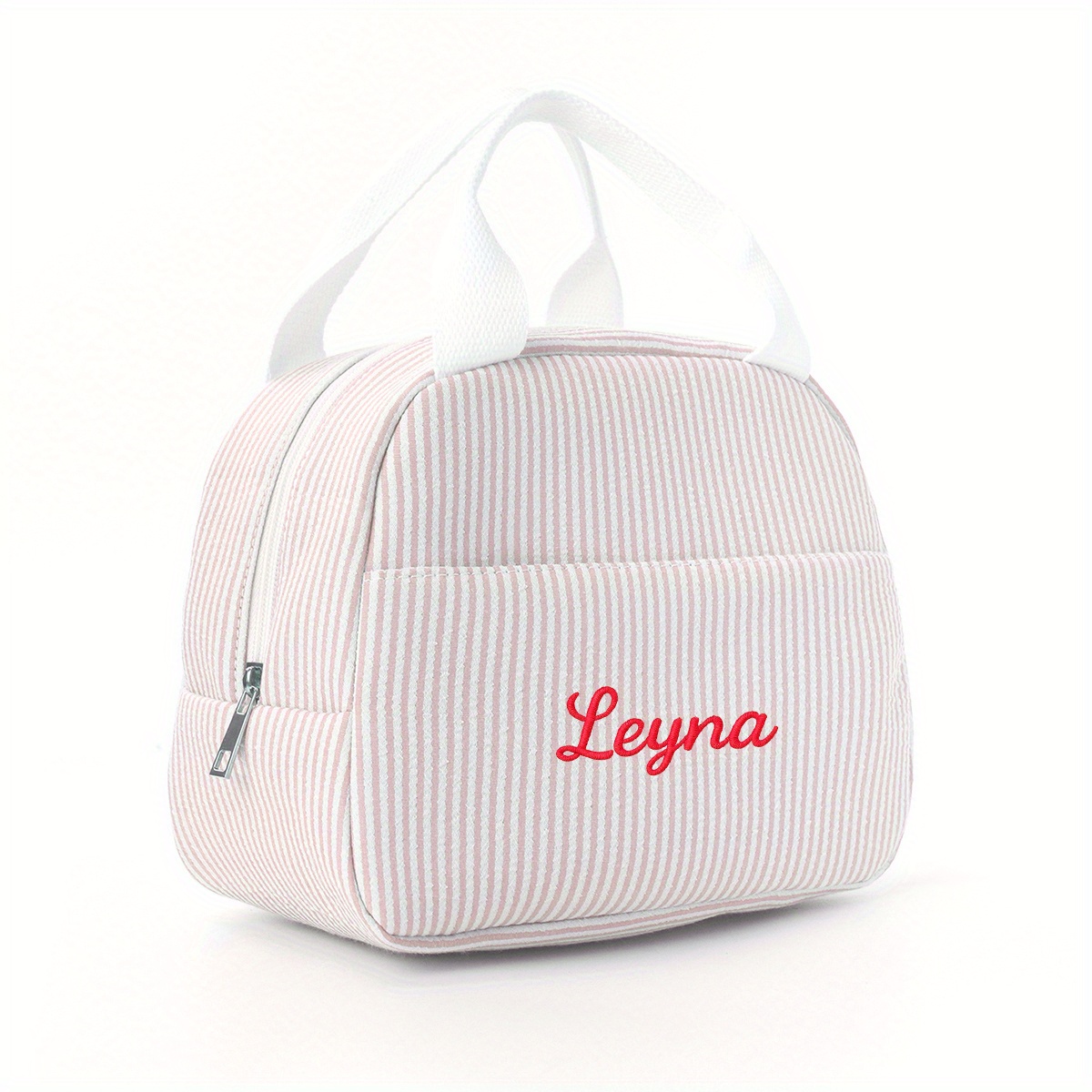 TEMU Embroidery Customization Lunch Bag Striped Pattern Lunch Box For Women Men Adult Reusable Insulated Lunch Tote Bag Small Leakproof High Capacity