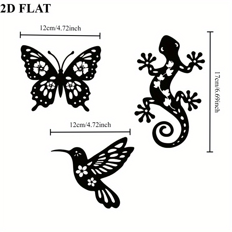 TEMU 2D Flat - ��2D Flat�� 2D Flat - [2D Flat] 2D FLAT, Set di 3 Decorazioni da Parete Aeree in Acrilico con , e Geco, Artigianato Intricato, Stile