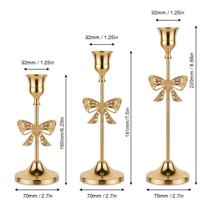 TEMU Set di 3 candele in metallo con , set a pi羅 livelli, tavolo da banchetto occidentale, decorazioni romantiche per la casa