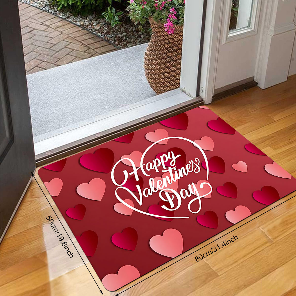 

1pc 's Day Mat - , , Polyester Entryway Rug Red & For / Use, ,