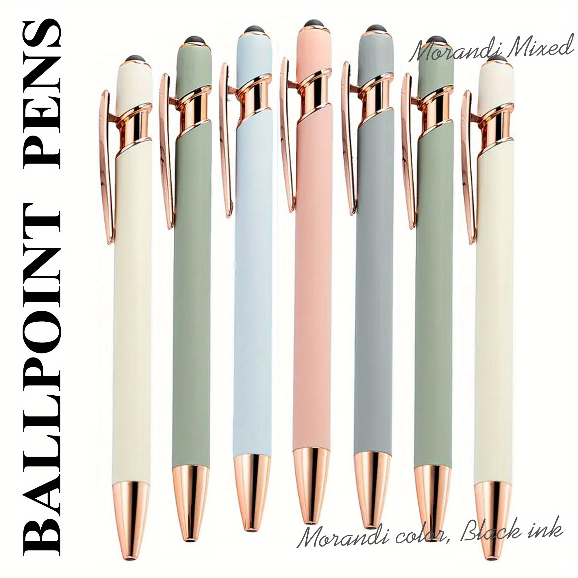 

7pcs Elegant Metal Ballpoint Pens - Smooth Writing, Ideal For Students & Office Use, - Gift, Capacitive Touch, Stationery