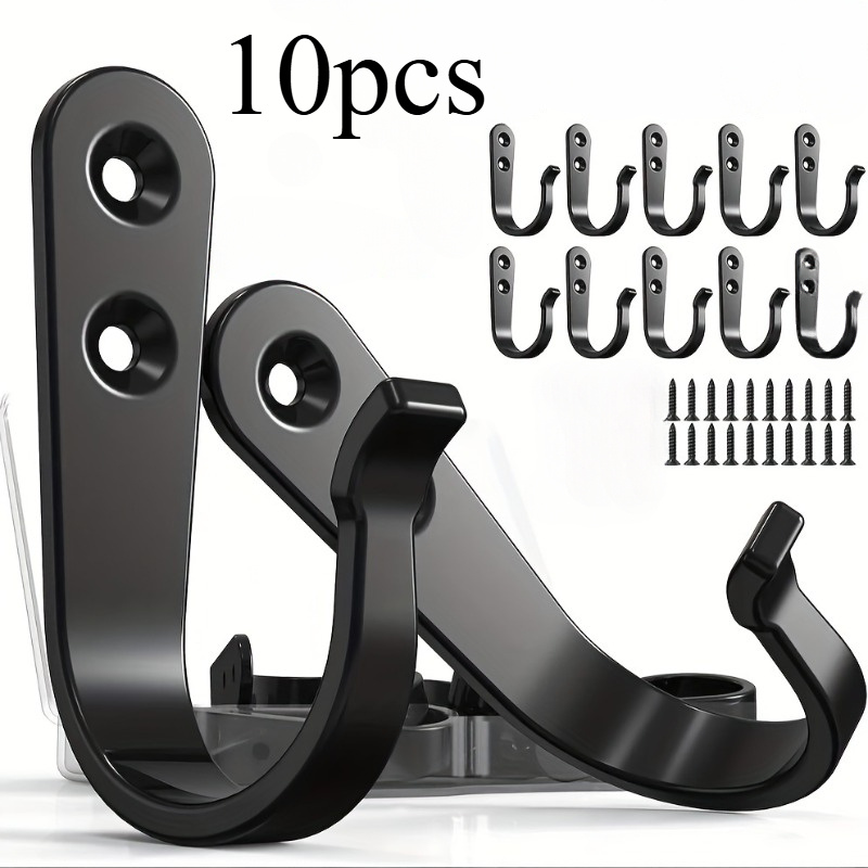 

10pcs Heavy-duty Stainless Hooks, Wall Mounted Metal Robe Hangers, Polished , Rust-resistant, With For Home And Office Decor, Industrial Display Hooks