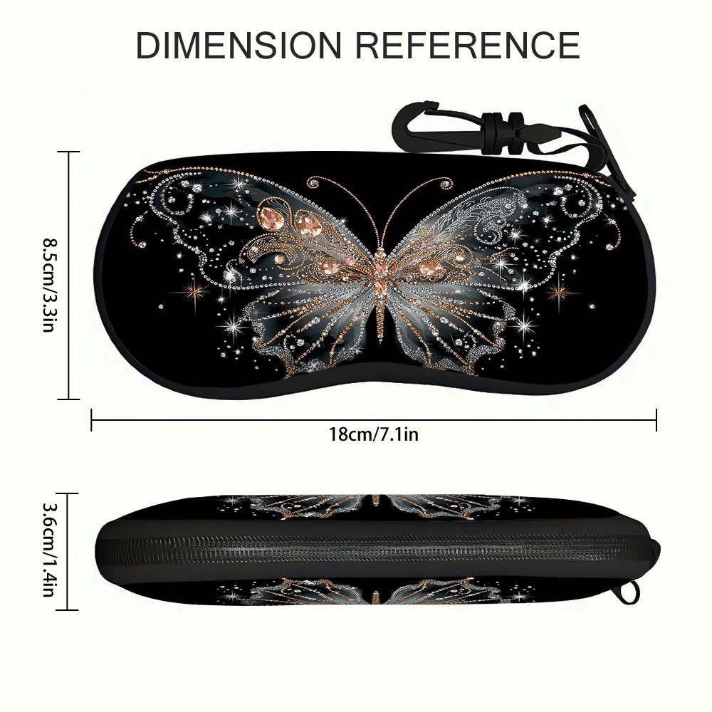TEMU 1pc 2d Flat Elegant Pink Pattern Print Zipper Glasses Case, Polyester Protective Eyeglass Bag For Students Back To School