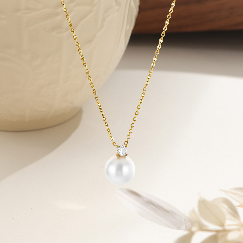 3pcs light luxury high end imitation pearl pendant necklace stud earrings inlaid with synthetic zirconia elegant and versatile earrings daily matching suitable as a gift for     and   details 1