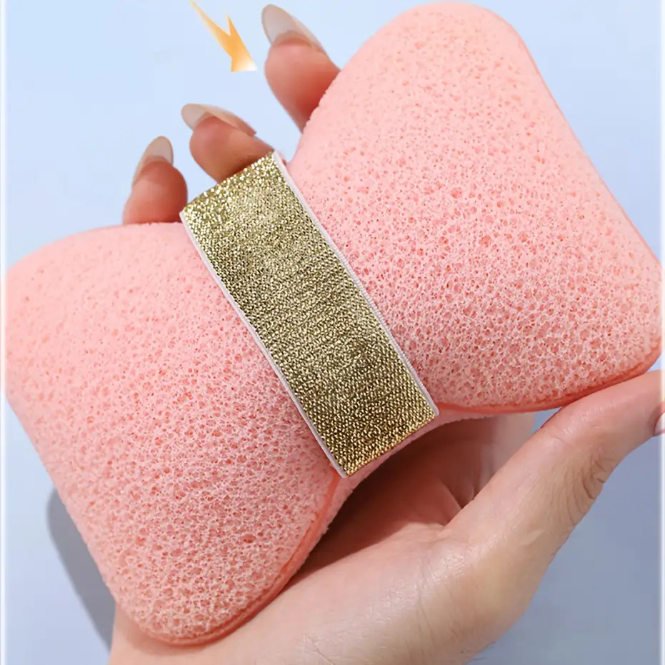 2pcs Bath Sponges Set with Hook, Magic Exfoliating Sponge in Random Color