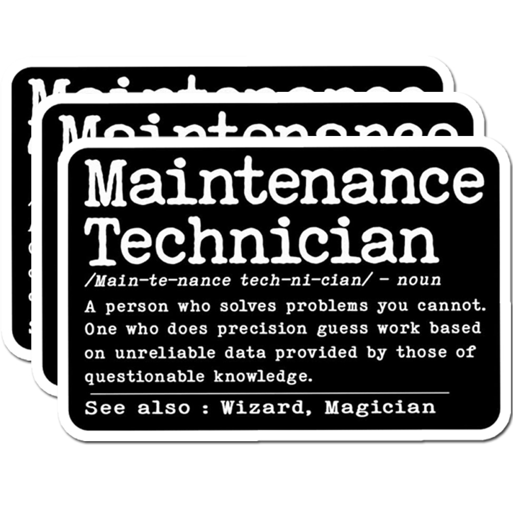 

3pcs Humorous Maintenance Technician Vinyl Stickers - , Waterproof & Uv Resistant For Cars, Toolboxes, Hard Hats & More