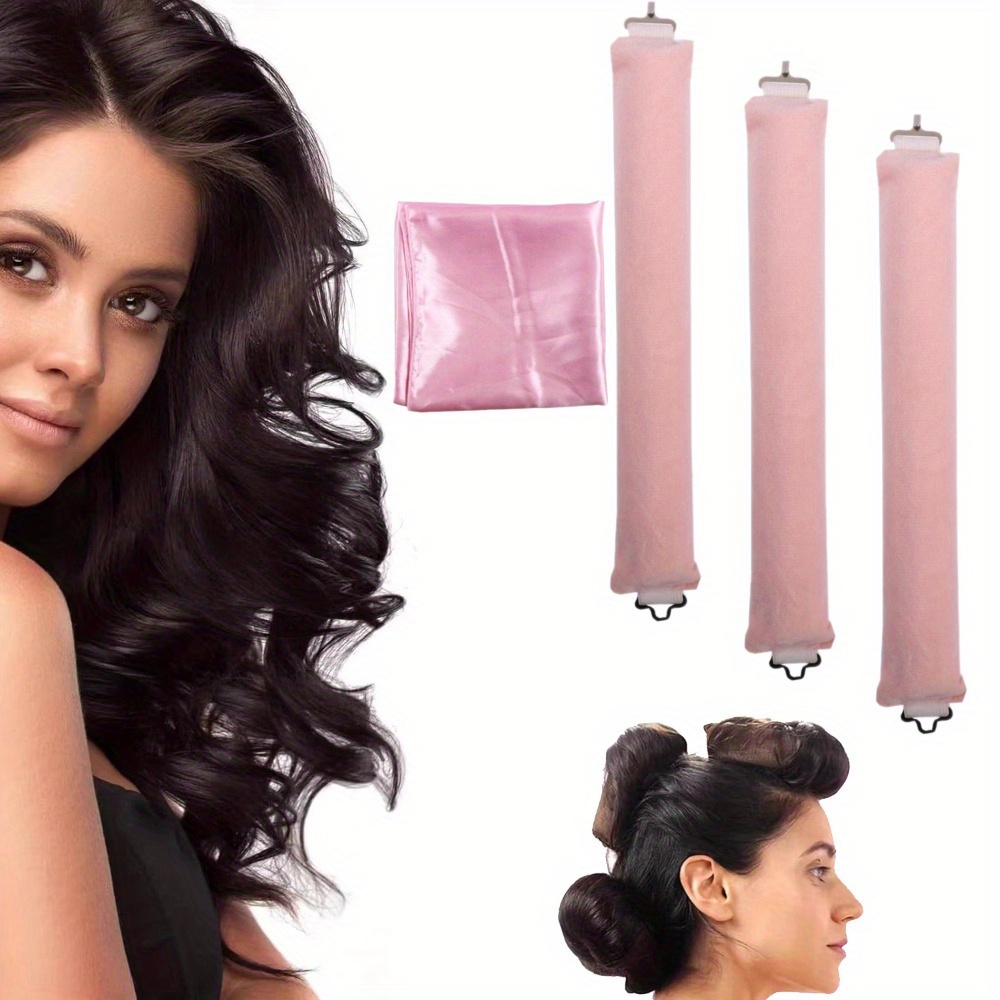 

3pcs Heatless Wave Styling Tools, With Scarf, To Overnight With Hook Blowout Rods Headband With Scarf Styling Kit