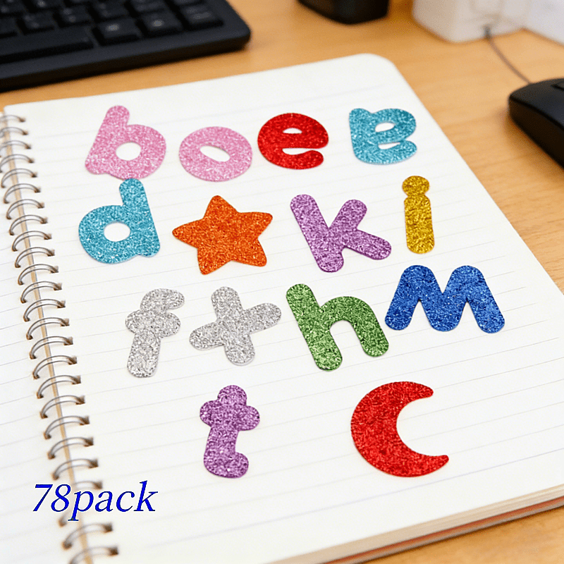 78pcs Glitter Foam Letter Stickers for DIY Crafts & Decor