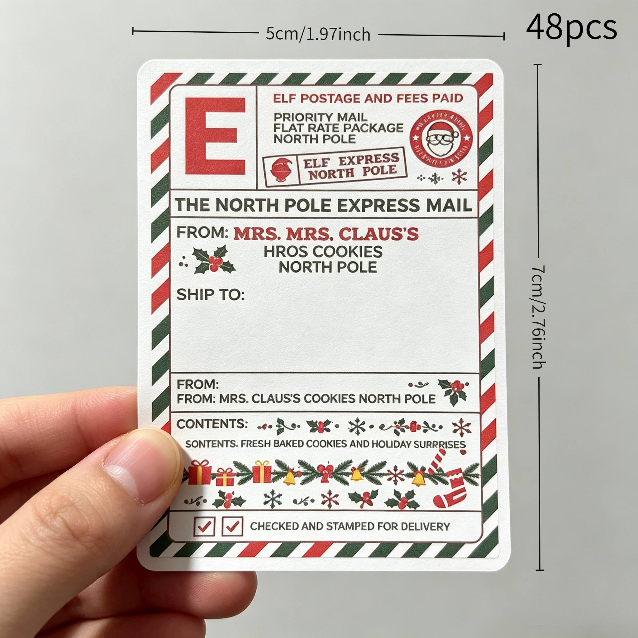 TEMU 48pcs Of 2.76 X 1.97 Inch (7cm X 5cm) Christmas Gift Label Stickers, Rounded-corner Self-adhesive Santa Claus Tags, Vintage Christmas Stickers,