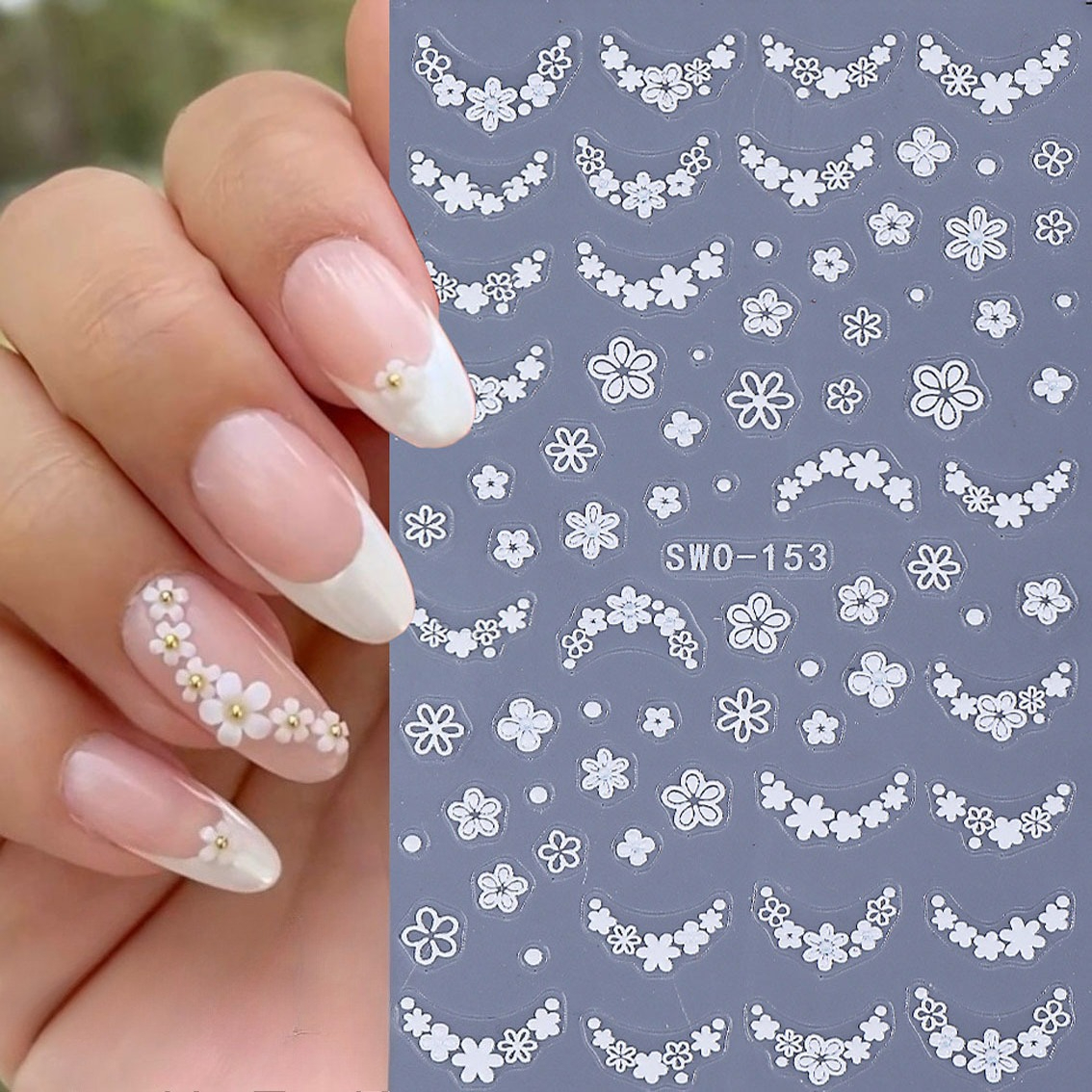 Image of 1pc Japanese Nail Stickers 3d Relief French Small Flower Floral Daisy Small Ins Micro Carved Nail Stickers