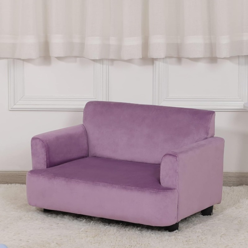 purple   fur dog bed cat couch soft velvet fabric with wooden frame   sofa for small puppies plush cushioned design   indoor relaxation   decor plush pet furniture   gift Product details 6